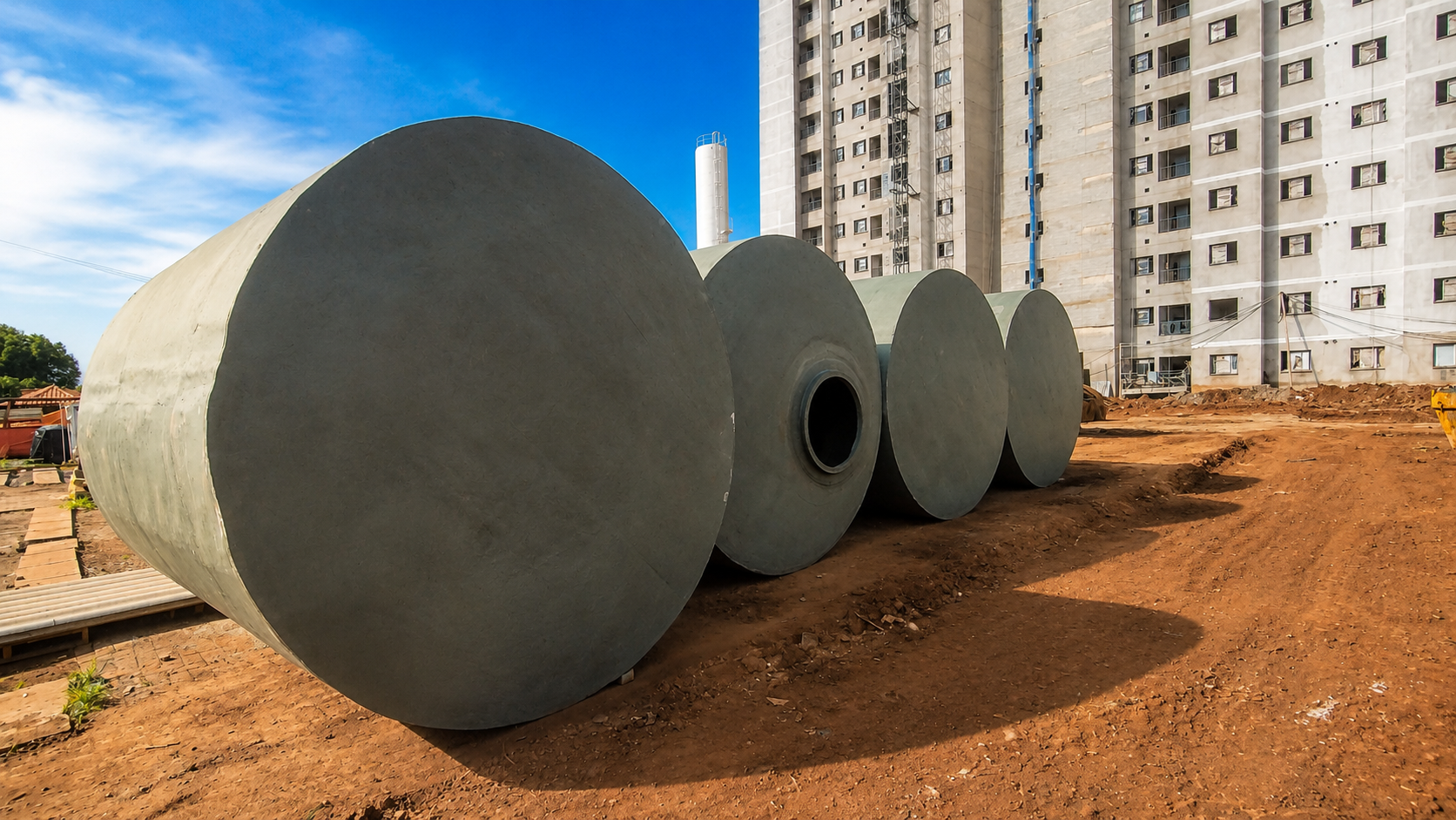 Reservatório em PRFV aplicado em obra